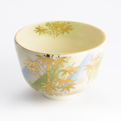 抹茶碗　竹絵"明"　陶楽 KOTOPOTTER