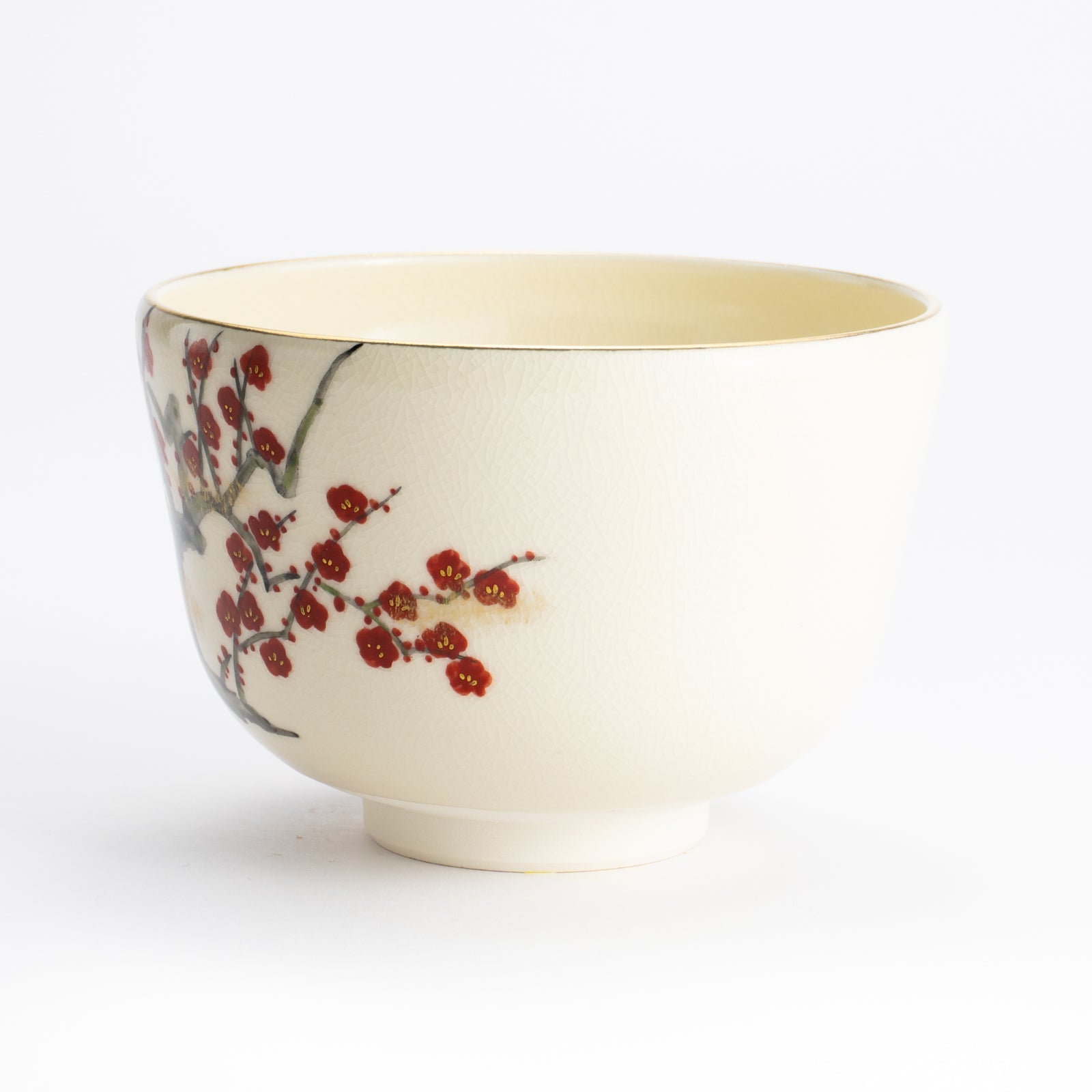 抹茶碗　光琳 紅白梅流水　陶楽 KOTOPOTTER