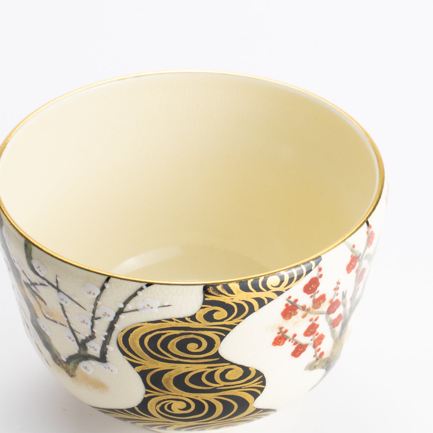 抹茶碗　光琳 紅白梅流水　陶楽 KOTOPOTTER