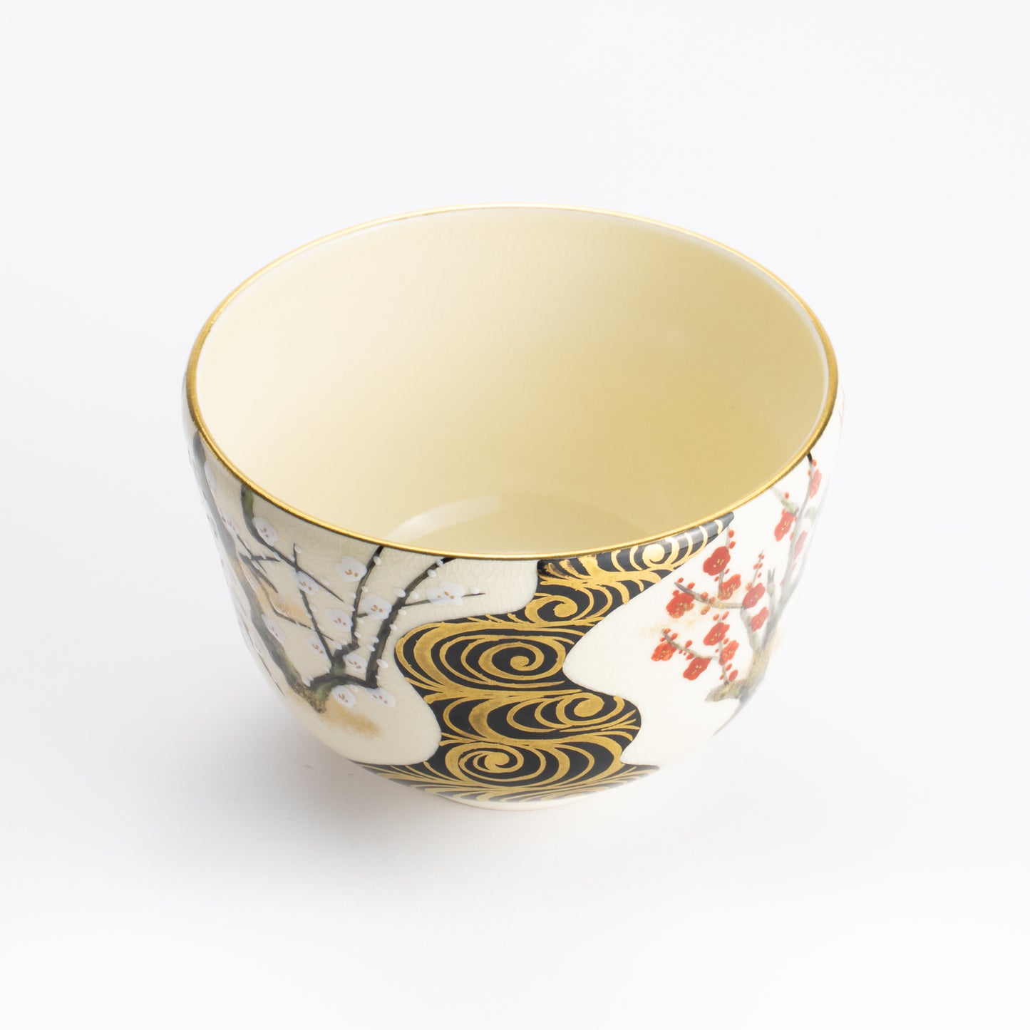 抹茶碗　光琳 紅白梅流水　陶楽 KOTOPOTTER