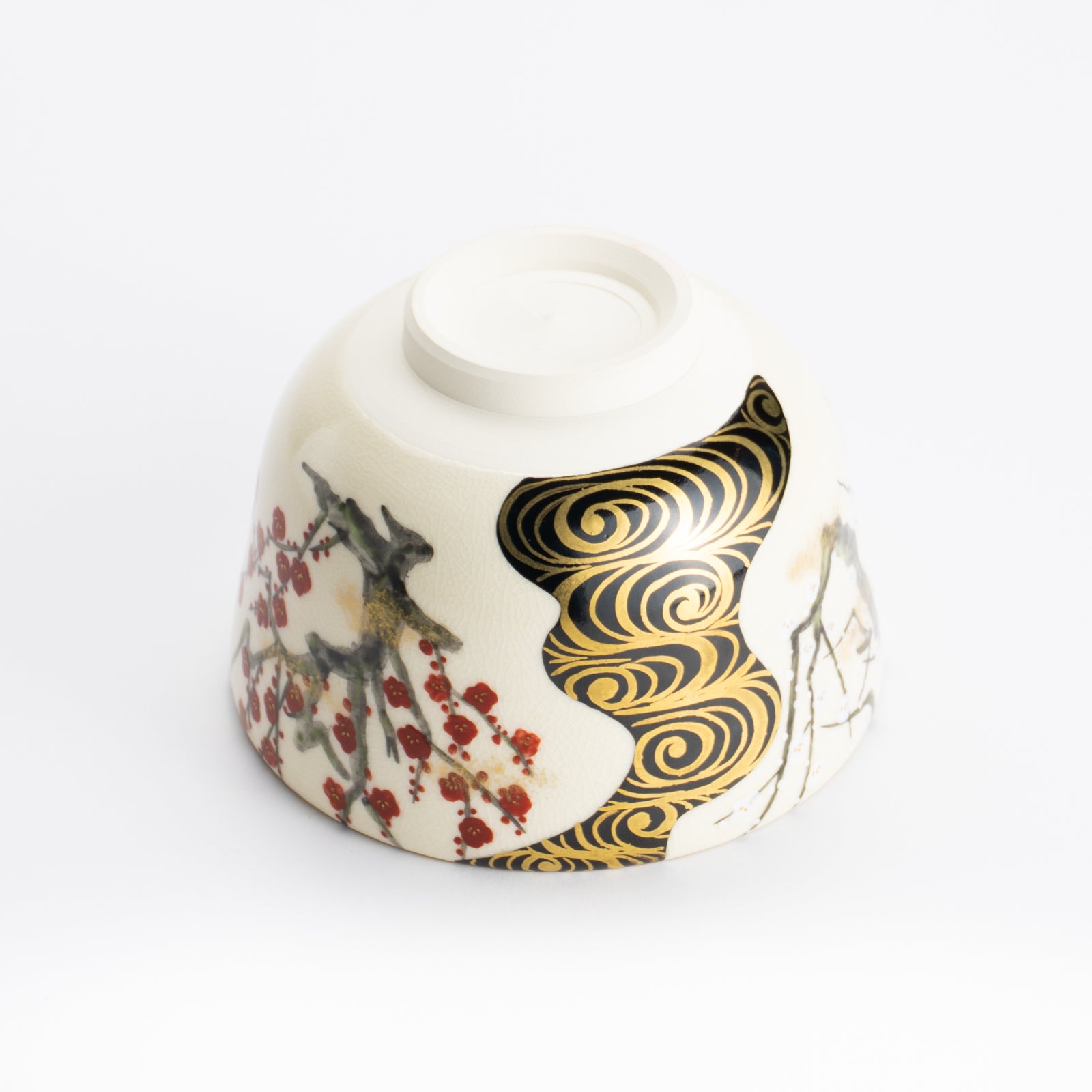 抹茶碗　光琳 紅白梅流水　陶楽 KOTOPOTTER