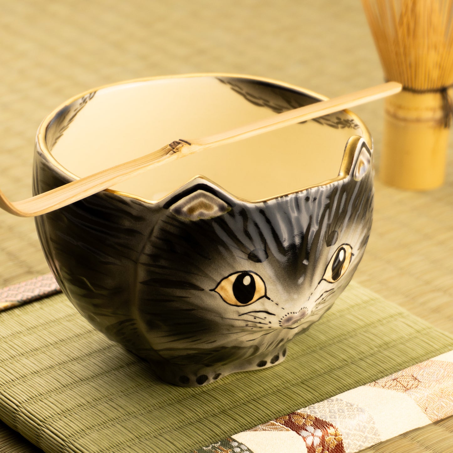 抹茶碗　黒猫　良二 KOTOPOTTER