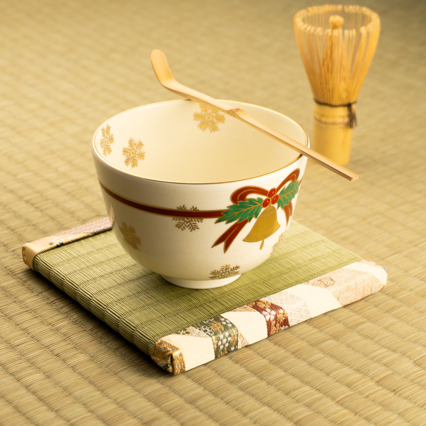 抹茶碗　クリスマスリース　陶楽 KOTOPOTTER