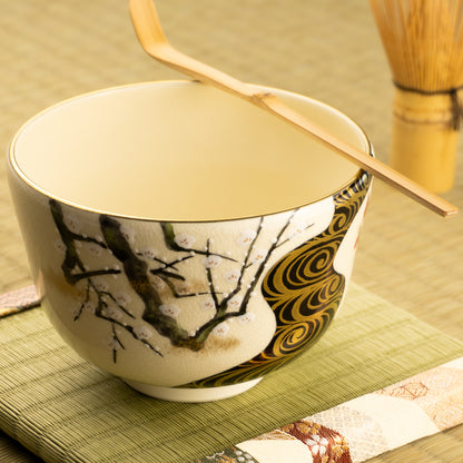 抹茶碗　光琳 紅白梅流水　陶楽 KOTOPOTTER