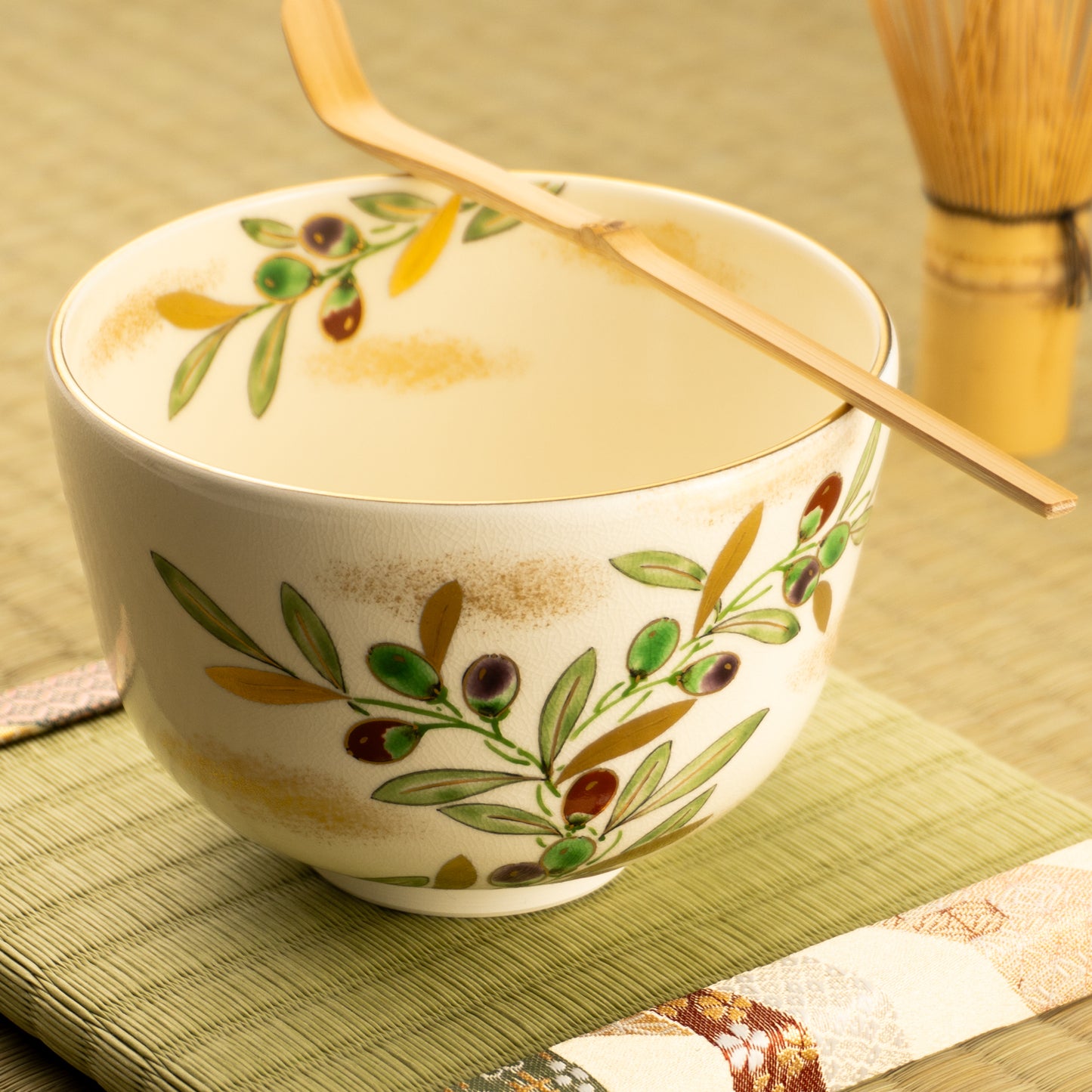 抹茶碗　オリーブ　陶楽 KOTOPOTTER