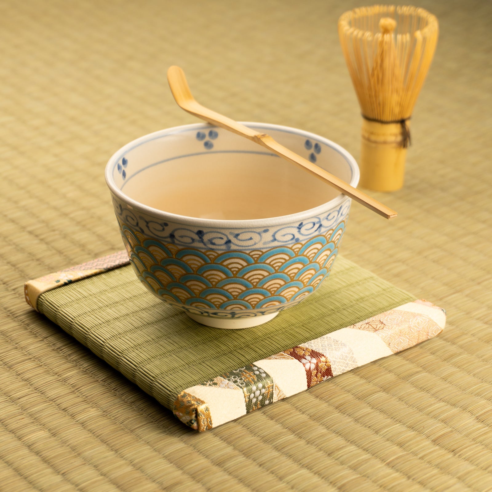京都清水烧抹茶碗青海波唐草纹｜桐鳳｜KOTOPOTTER