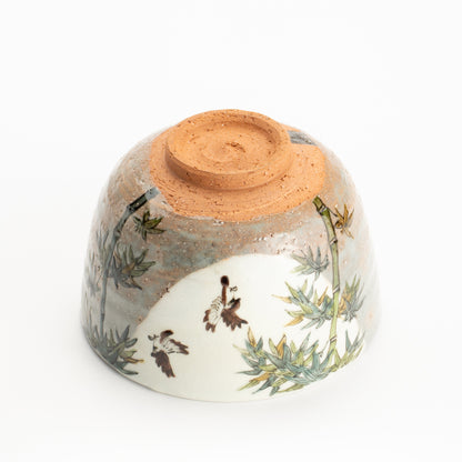 抹茶碗　竹にスズメ　淺野有希子 KOTOPOTTER