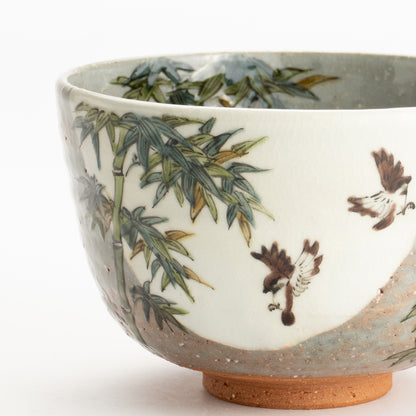 抹茶碗　竹にスズメ　淺野有希子 KOTOPOTTER
