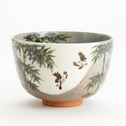 抹茶碗　竹にスズメ　淺野有希子 KOTOPOTTER