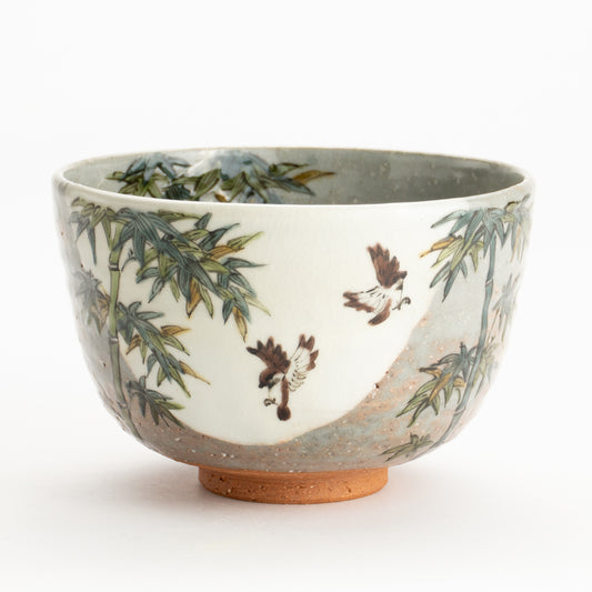 抹茶碗　竹にスズメ　淺野有希子 KOTOPOTTER