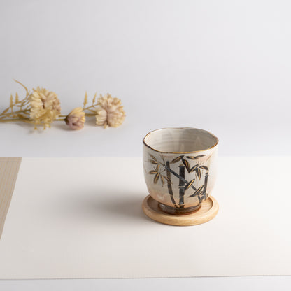 タンブラー　銹絵漢詩 竹　俊山窯 - Handcrafted Japanese pottery from Kyoto - Kyo ware / Kiyomizu ware.