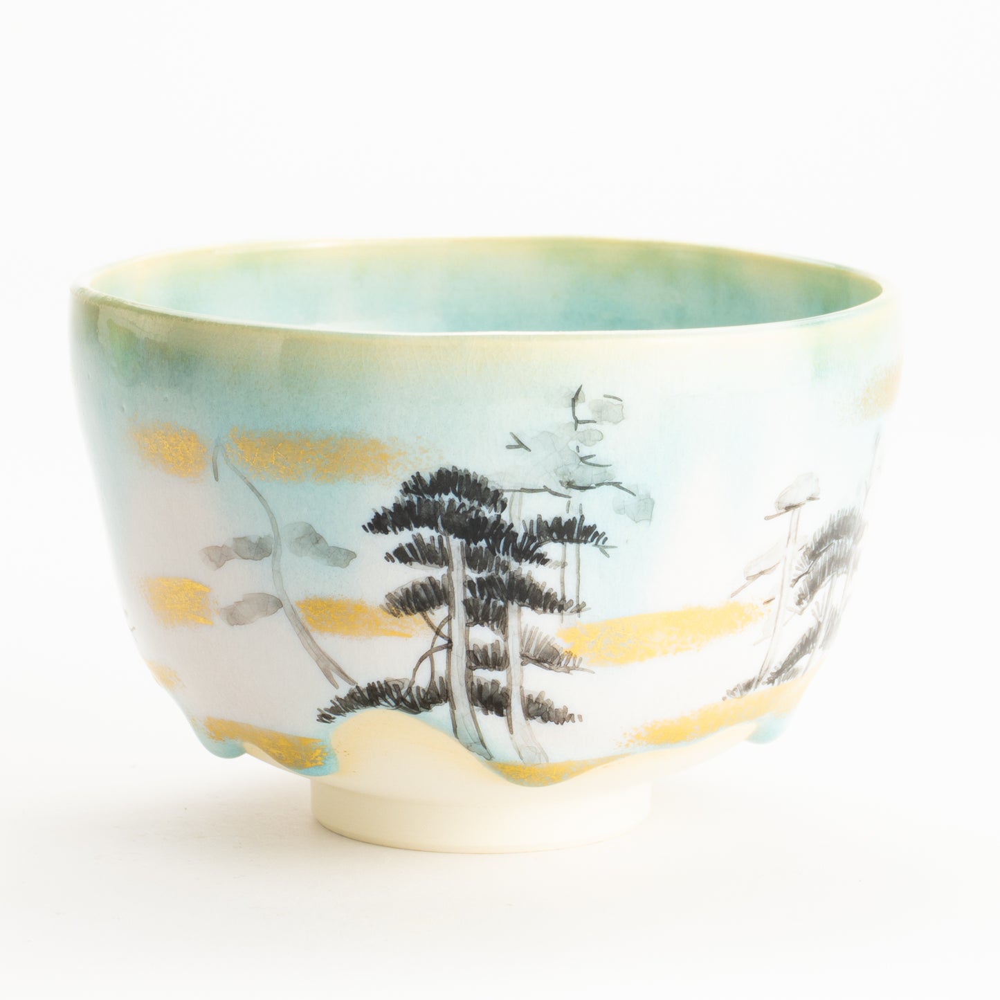 抹茶碗　緑様松林図　山岡善高 KOTOPOTTER