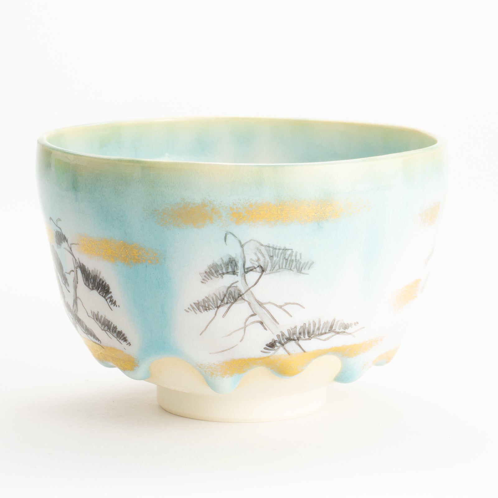 抹茶碗　緑様松林図　山岡善高 KOTOPOTTER