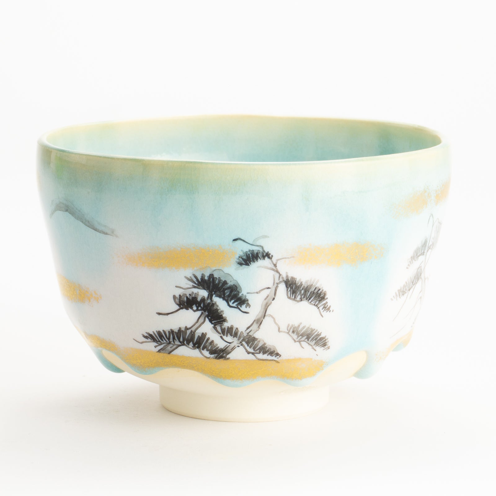 抹茶碗　緑様松林図　山岡善高 KOTOPOTTER