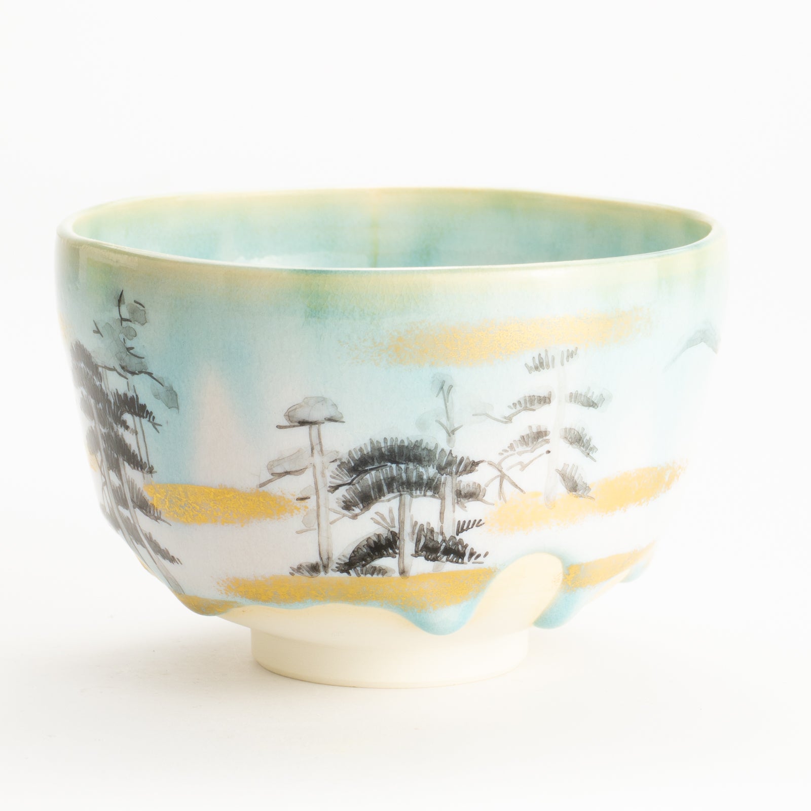 抹茶碗　緑様松林図　山岡善高 KOTOPOTTER