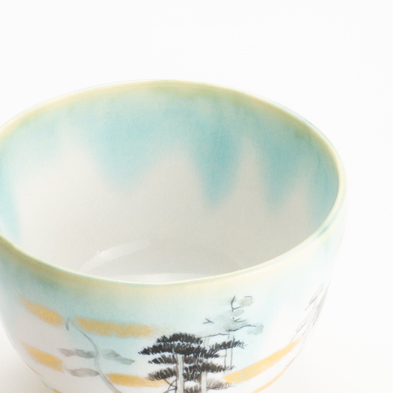 抹茶碗　緑様松林図　山岡善高 KOTOPOTTER