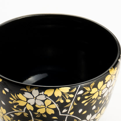 抹茶碗　黒釉 金銀桜　山岡善高 KOTOPOTTER