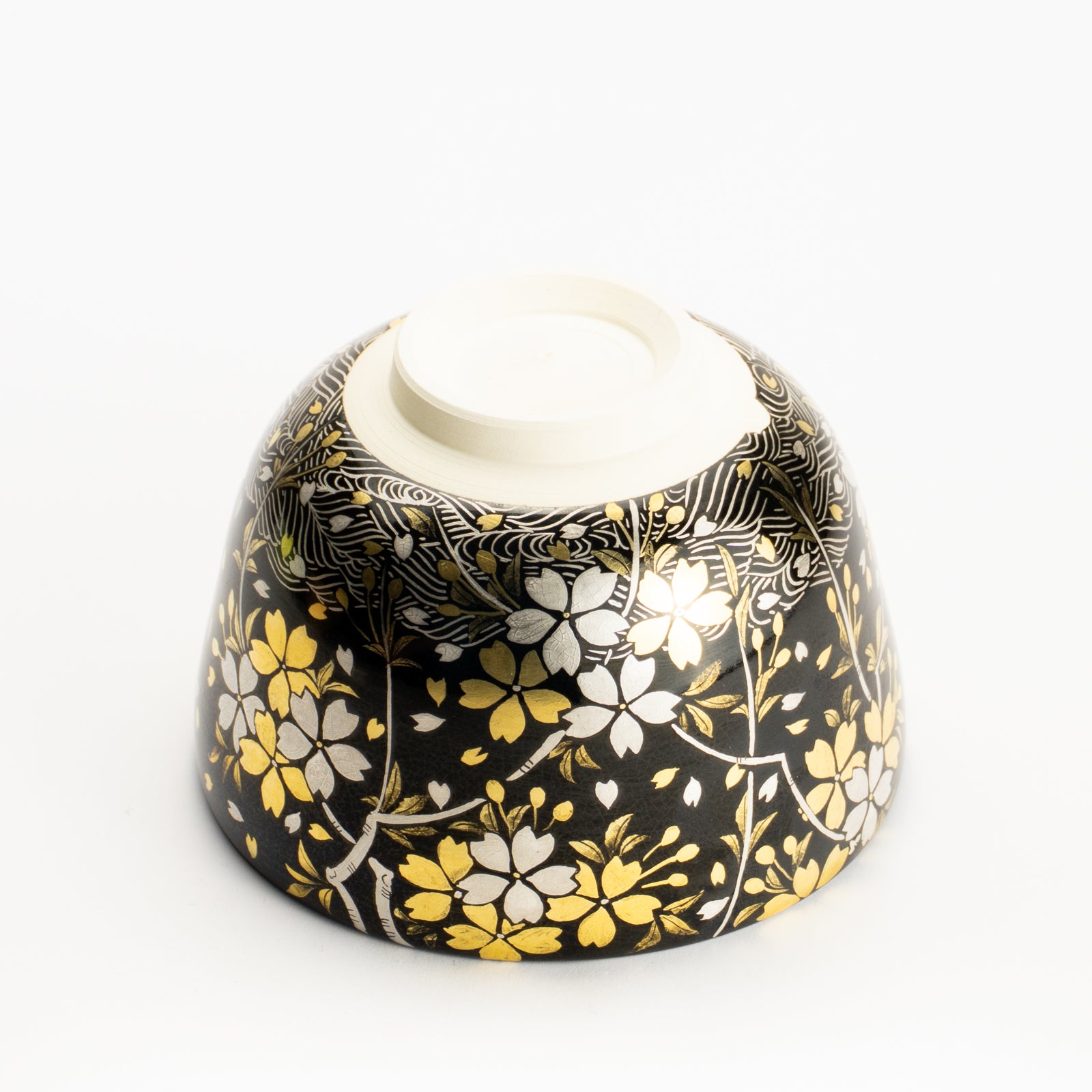 抹茶碗　黒釉 金銀桜　山岡善高 KOTOPOTTER