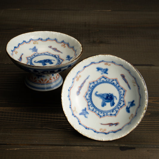 ペア足付小皿　安南手子象　淺野有希子 KOTOPOTTER