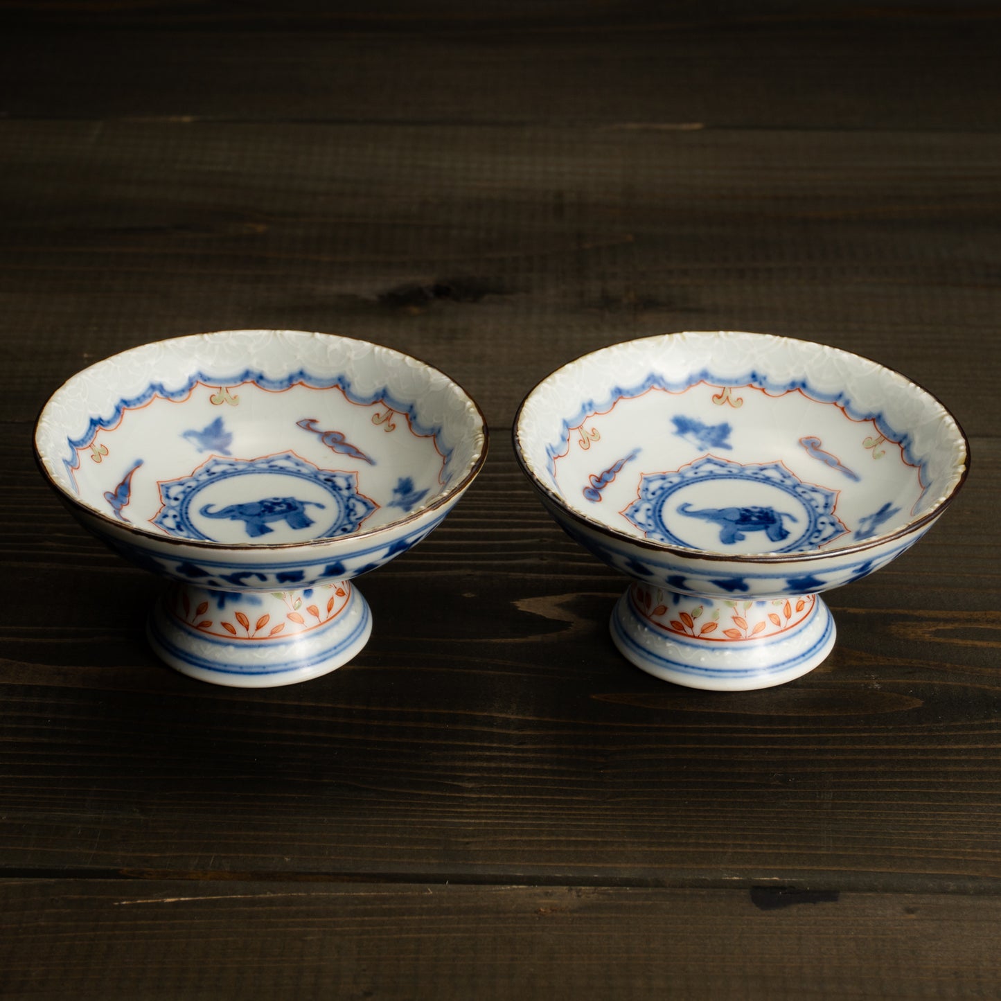 ペア足付小皿　安南手子象　淺野有希子 KOTOPOTTER