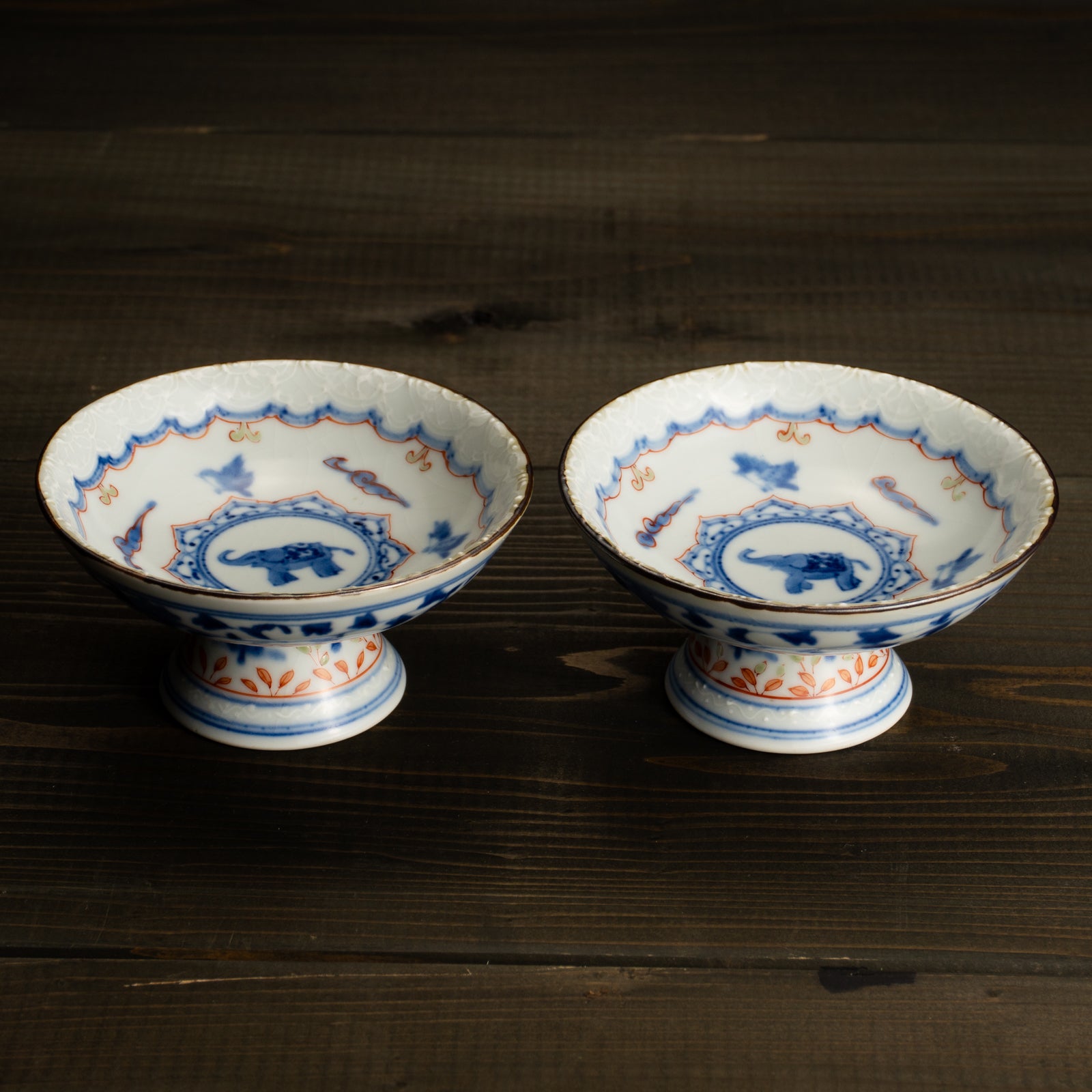 ペア足付小皿　安南手子象　淺野有希子 KOTOPOTTER