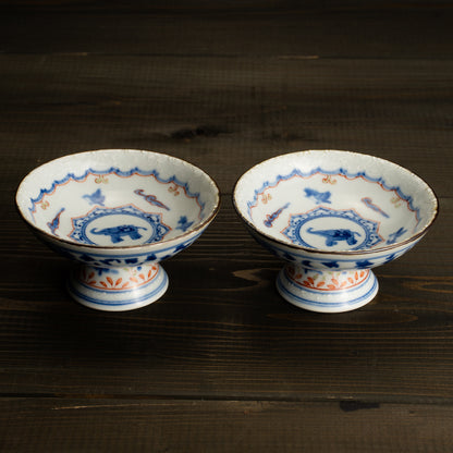 ペア足付小皿　安南手子象　淺野有希子 KOTOPOTTER