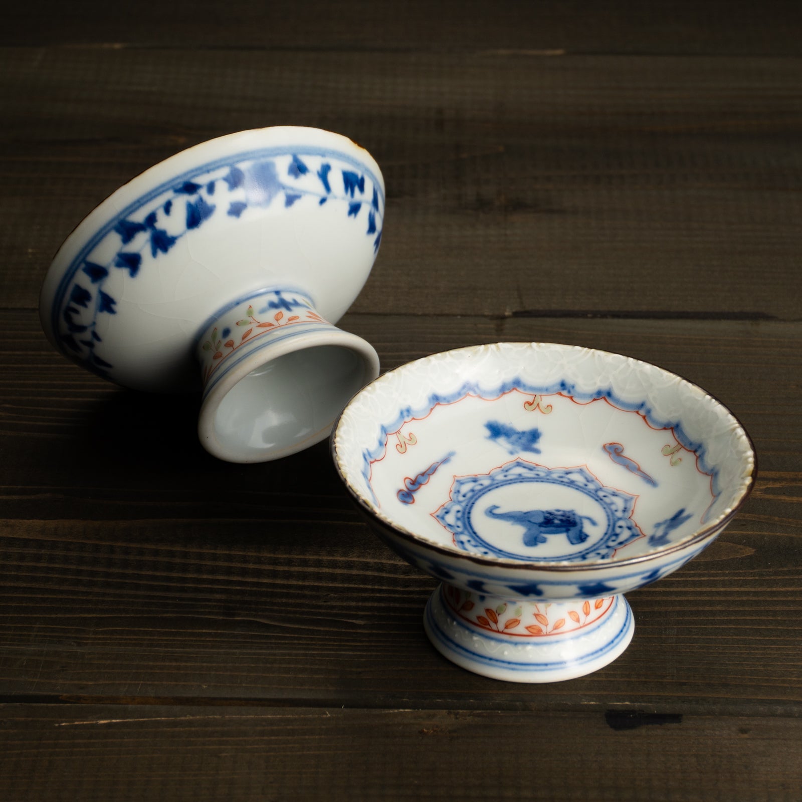 ペア足付小皿　安南手子象　淺野有希子 KOTOPOTTER