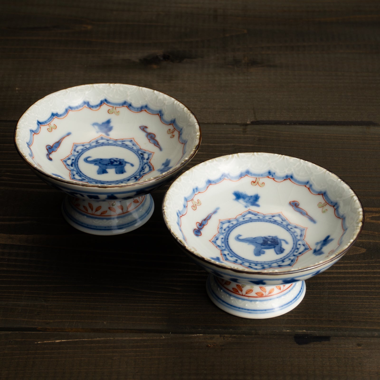 ペア足付小皿　安南手子象　淺野有希子 KOTOPOTTER