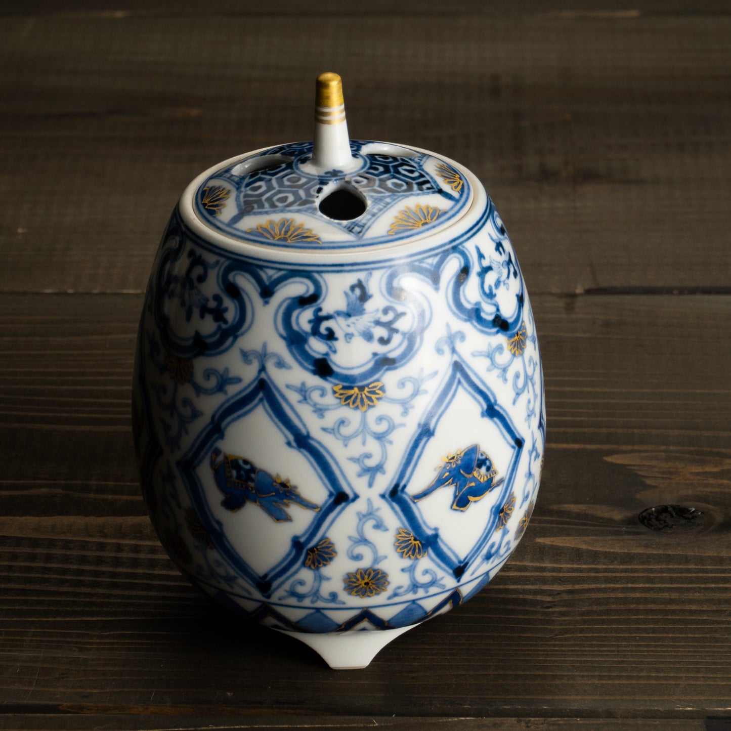 香炉　染付"子象"　淺野有希子 KOTOPOTTER