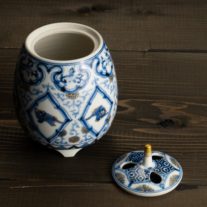 香炉　染付"子象"　淺野有希子 KOTOPOTTER