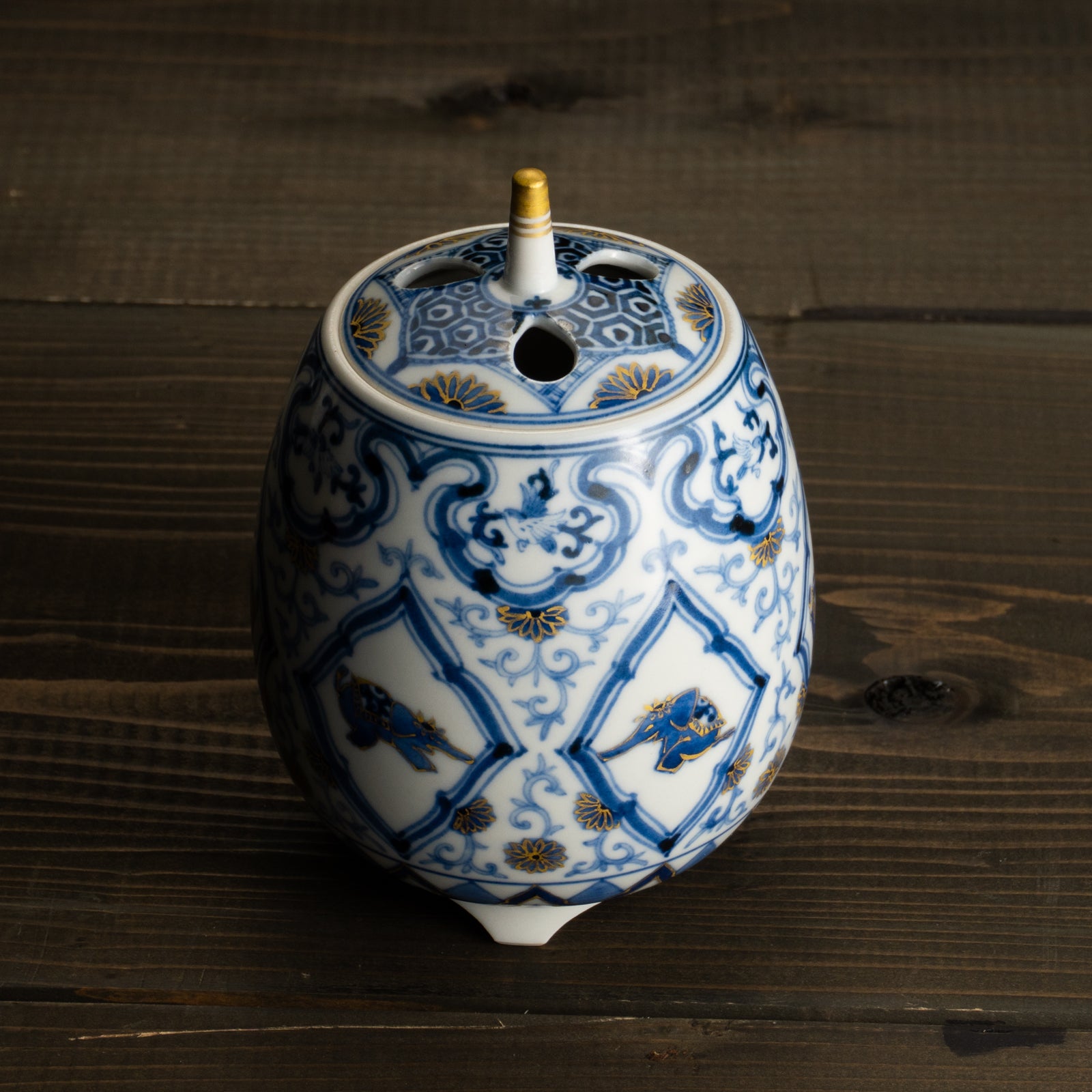 香炉　染付"子象"　淺野有希子 KOTOPOTTER