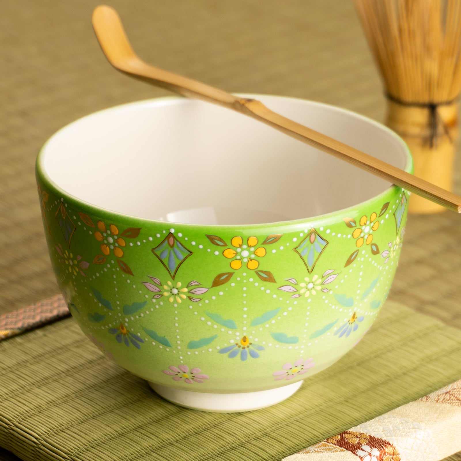 抹茶碗　萌黄”瓔珞”　山岡善高 KOTOPOTTER