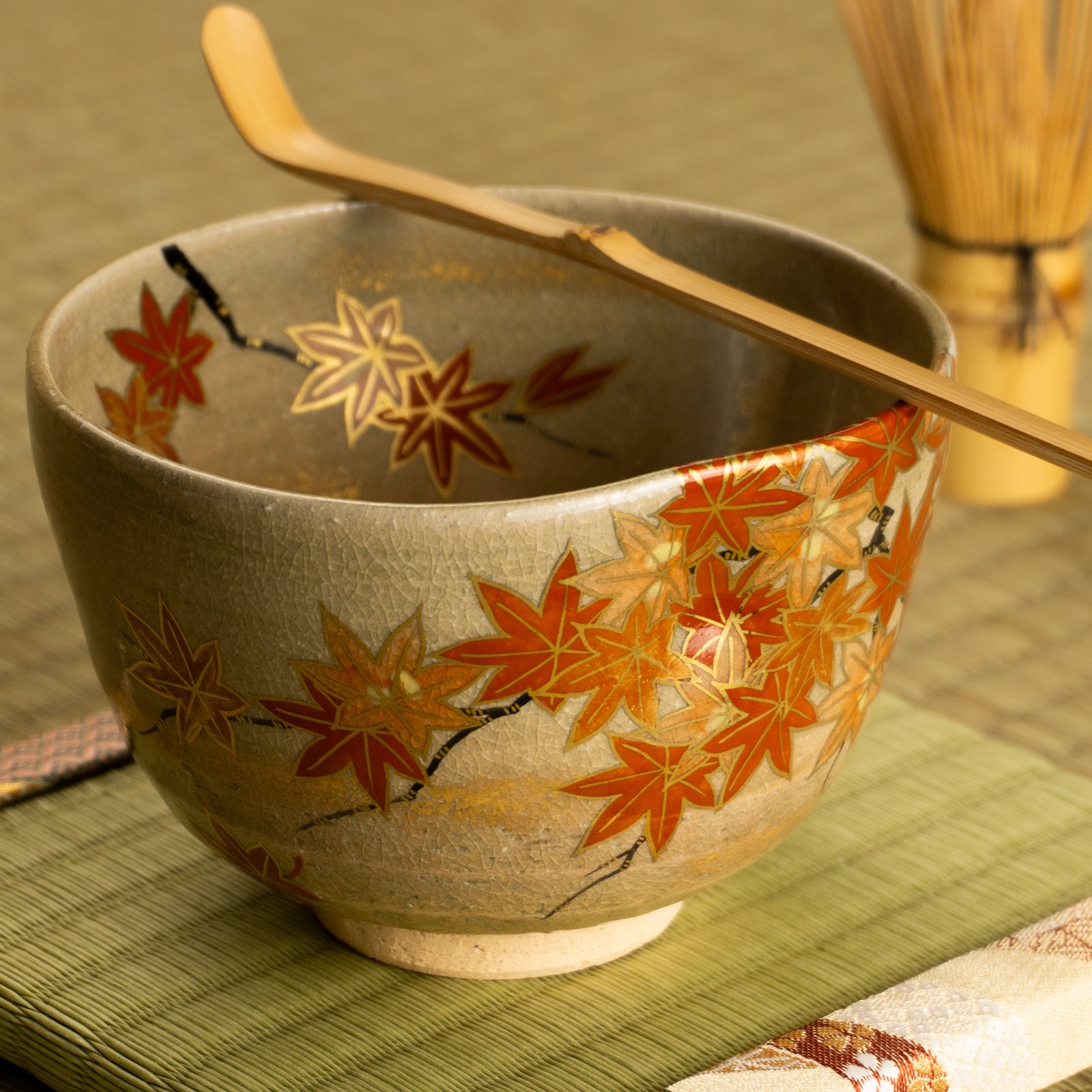 抹茶碗　松灰”紅葉”　山岡善高 KOTOPOTTER