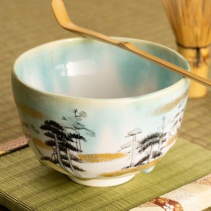 抹茶碗　緑様松林図　山岡善高 KOTOPOTTER
