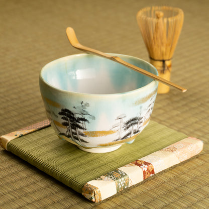 抹茶碗　緑様松林図　山岡善高 KOTOPOTTER