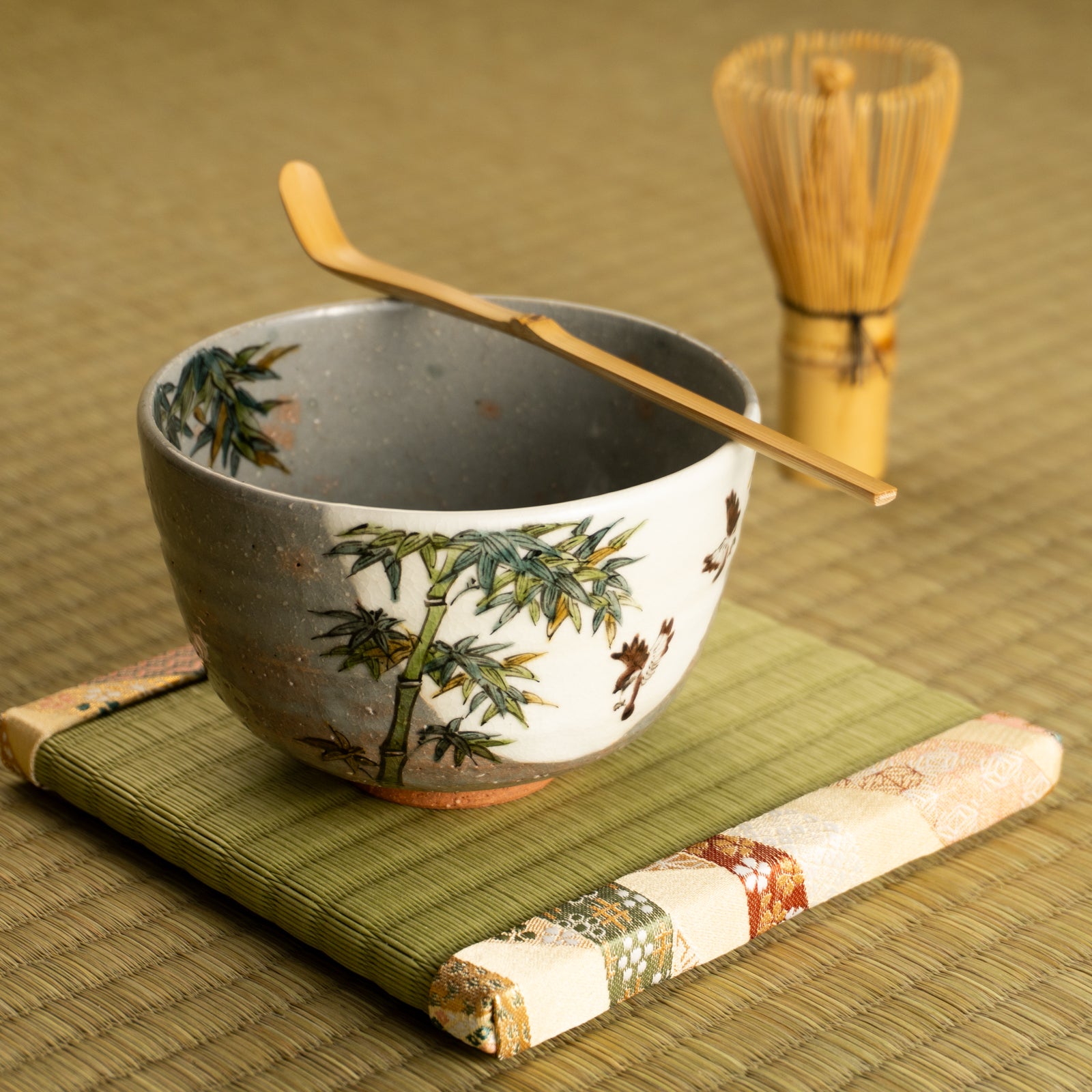 抹茶碗　竹にスズメ　淺野有希子 KOTOPOTTER