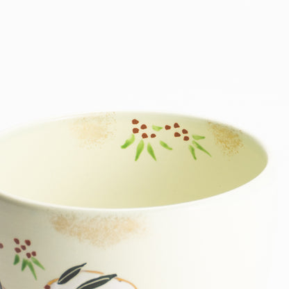 【清水烧】抹茶碗 萌黄《雪兔》 海峰