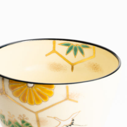 Matcha Bowl – Auspicious Motif “Crane and Tortoise” by Kaihou
