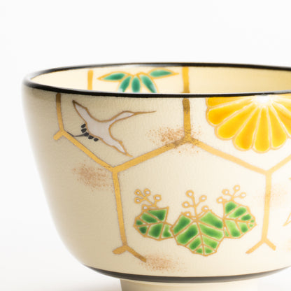 Matcha Bowl – Auspicious Motif “Crane and Tortoise” by Kaihou