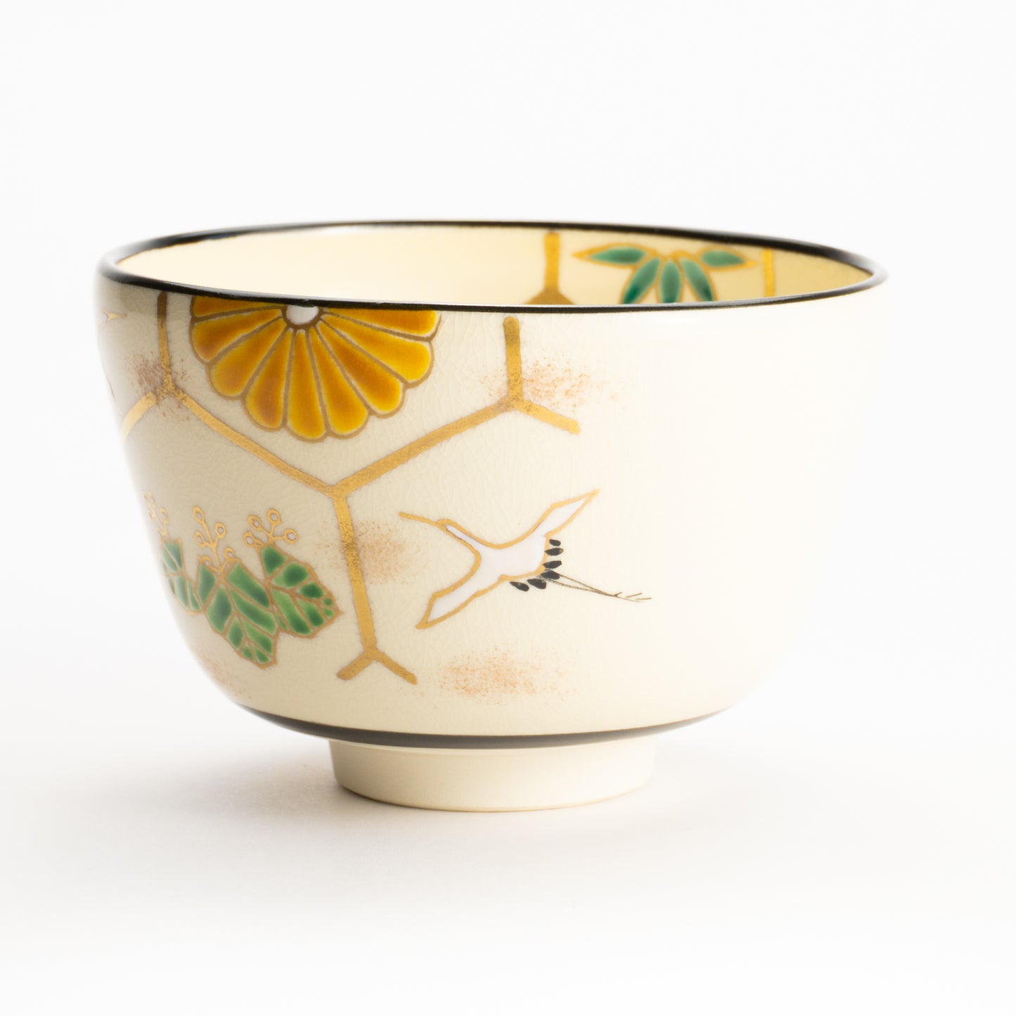 Matcha Bowl – Auspicious Motif “Crane and Tortoise” by Kaihou
