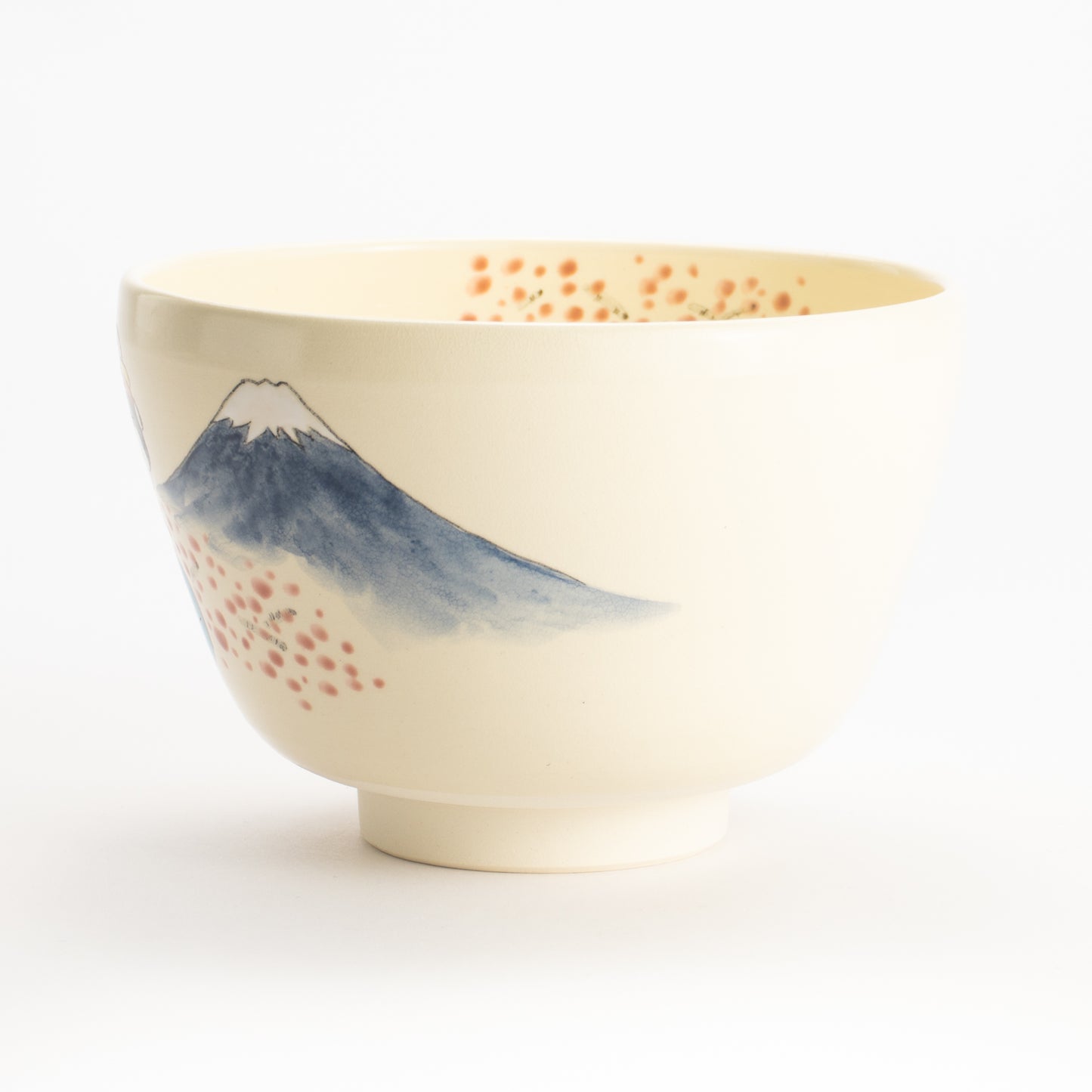 【清水烧】抹茶碗 舞妓与富士 海峰