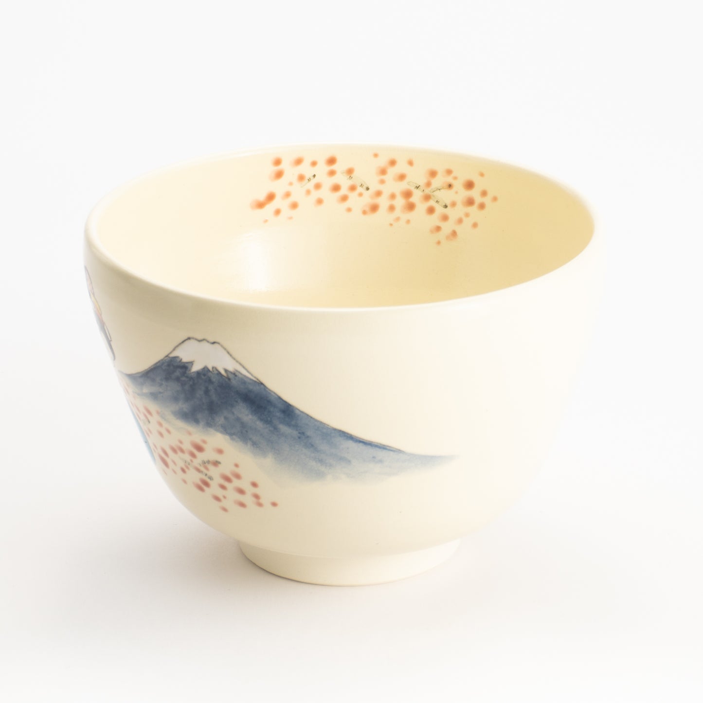 【清水烧】抹茶碗 舞妓与富士 海峰