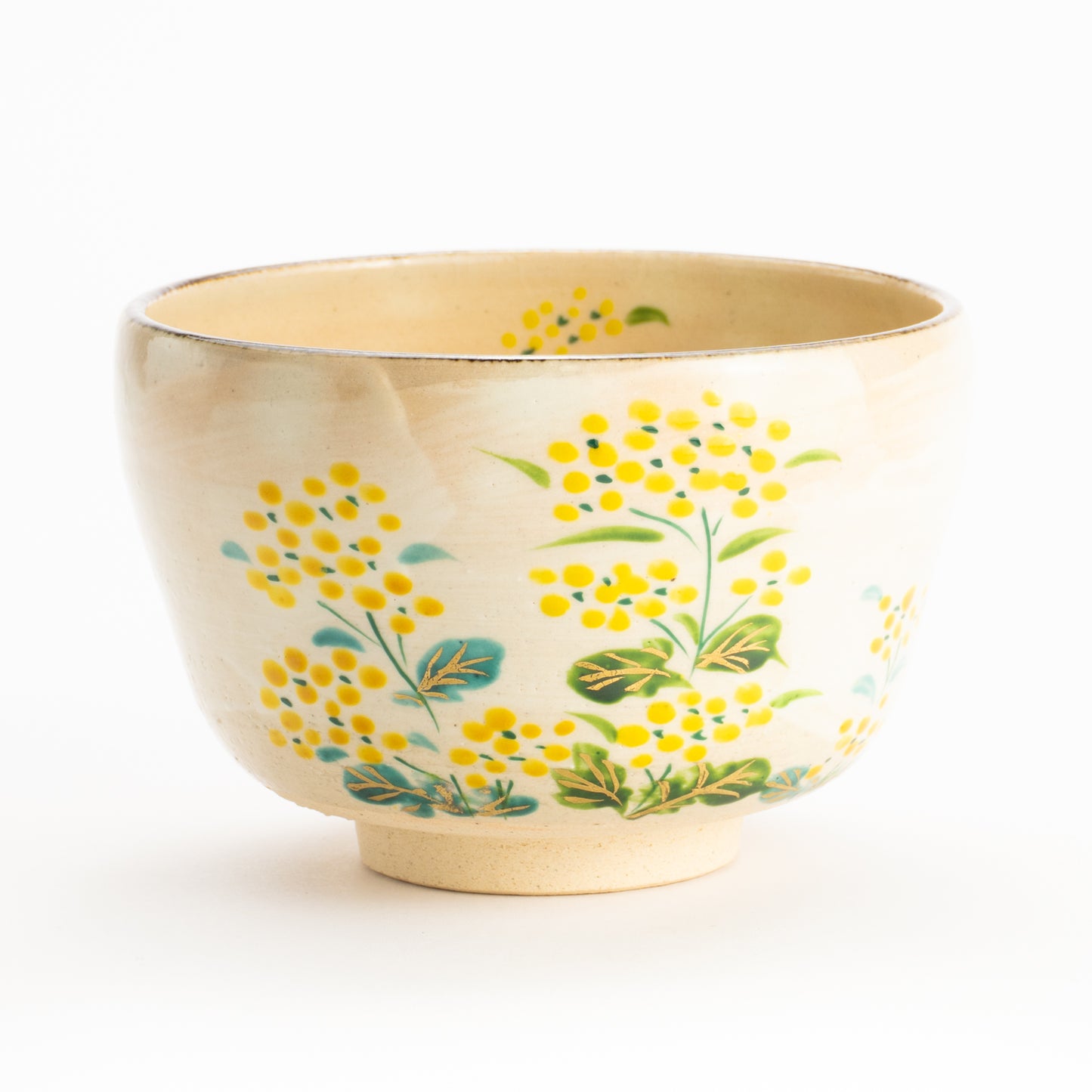抹茶碗　刷毛目"菜の花”　与平