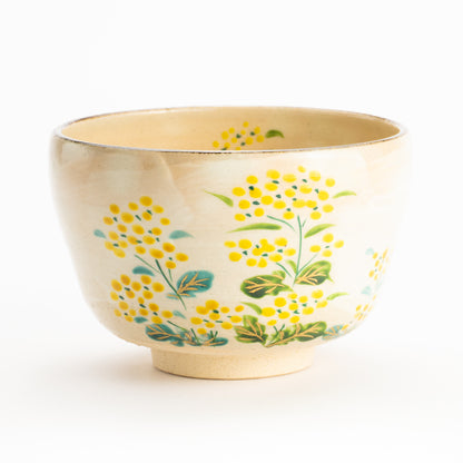 抹茶碗　刷毛目"菜の花”　与平