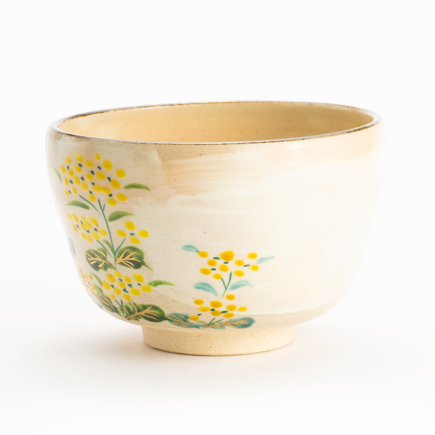 抹茶碗　刷毛目"菜の花”　与平