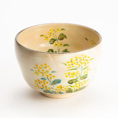 抹茶碗　刷毛目"菜の花”　与平