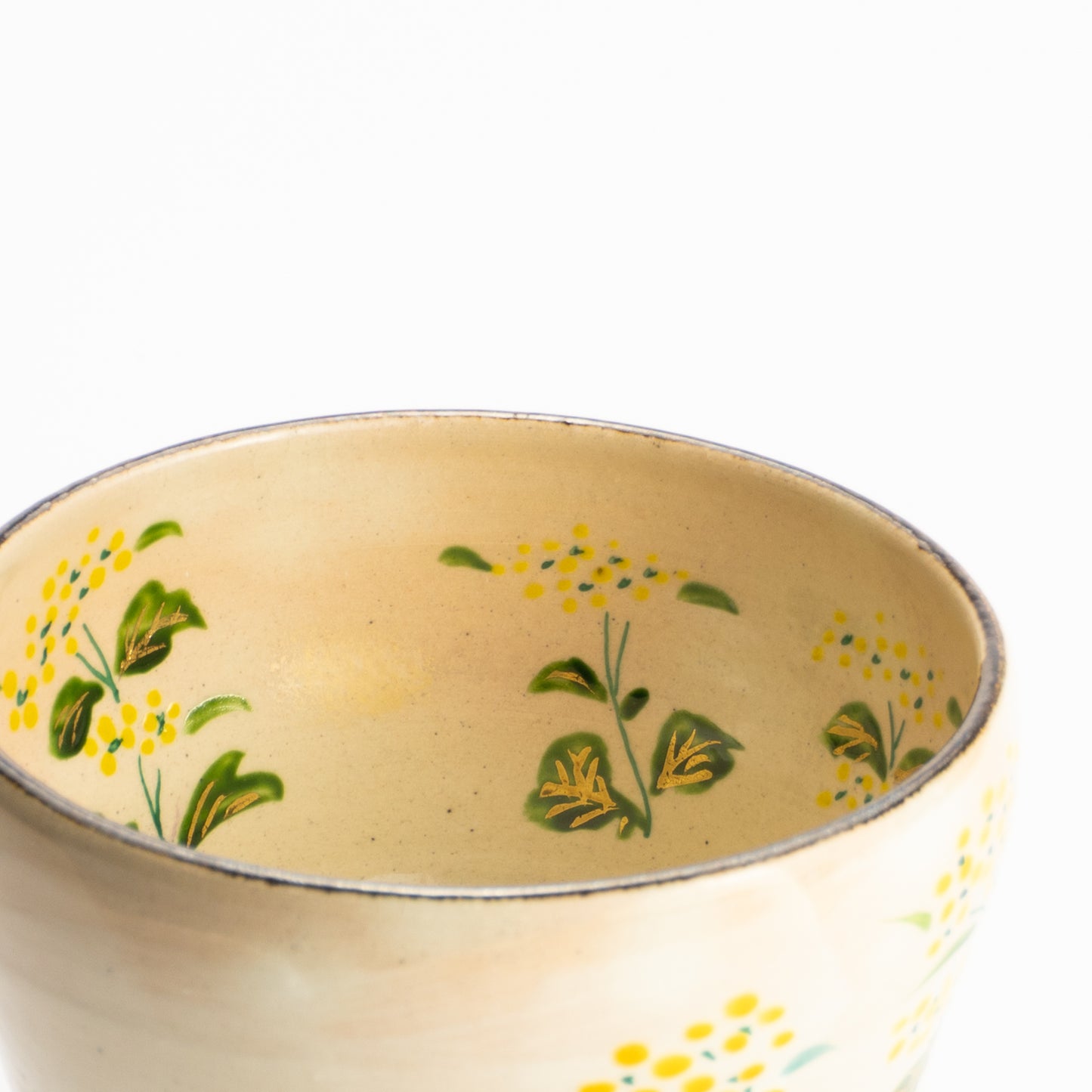 抹茶碗　刷毛目"菜の花”　与平