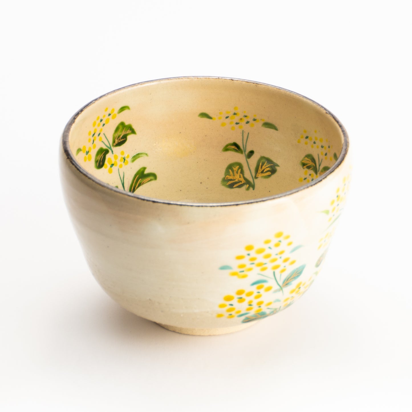 抹茶碗　刷毛目"菜の花”　与平