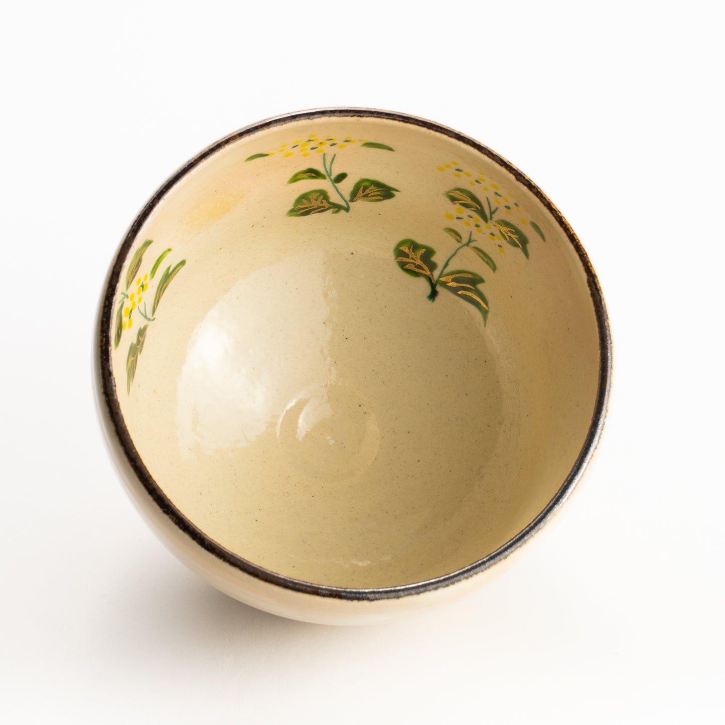 抹茶碗　刷毛目"菜の花”　与平