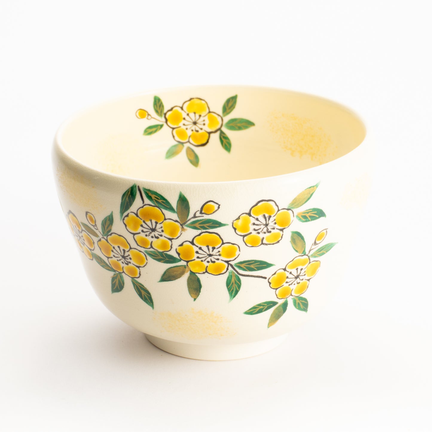 【清水烧】抹茶碗 山吹花 海峰